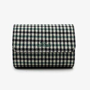 KRUK Green Pepita with Black Suede Interior Double Watch Travel/Storage Case